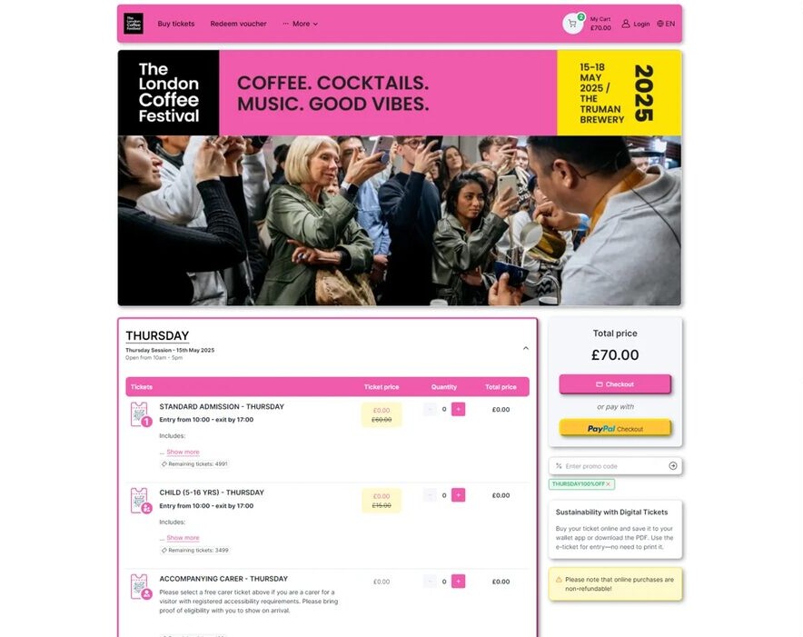 Ticketauswahl — Mit CSS gestaltet